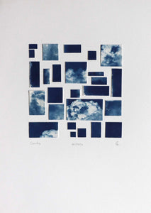 "Cumulus" composition avec photographies originales au cyanotype