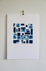 "Cumulus" composition avec photographies originales au cyanotype