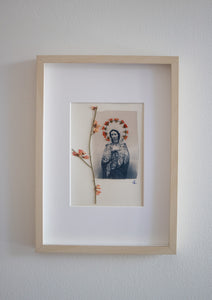 Photographie cyanotype avec fleurs séchées