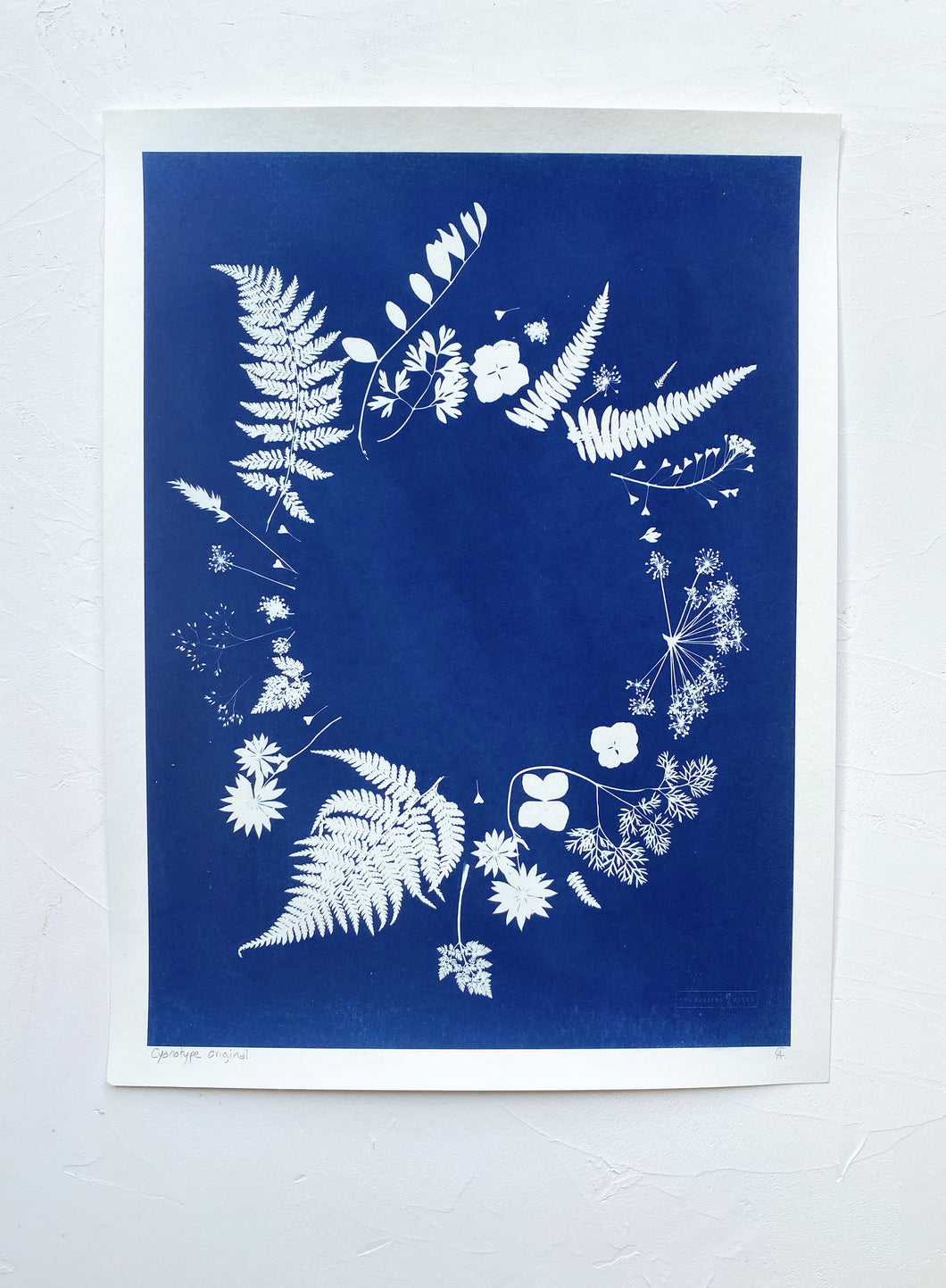 Couronne de fleurs, cyanotype original